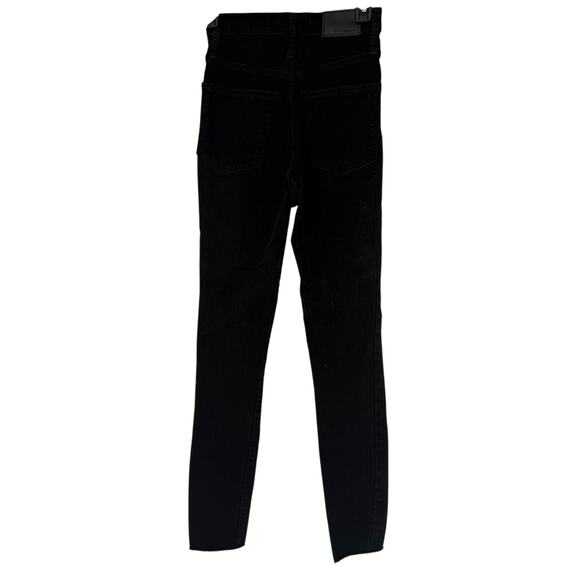 Madewell Jeans Size 24 Black Distressed Stretch 11 Inch High Rise Skinny Frayed - Picture 10 of 10